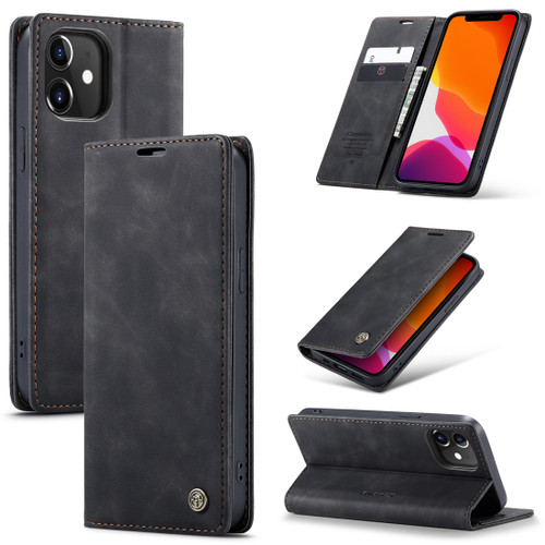 iPhone 12 / 12 Pro CaseMe 013 Multifunctional Retro Frosted Horizontal Flip Leather Case with Card Slot & Holder & Wallet - Black